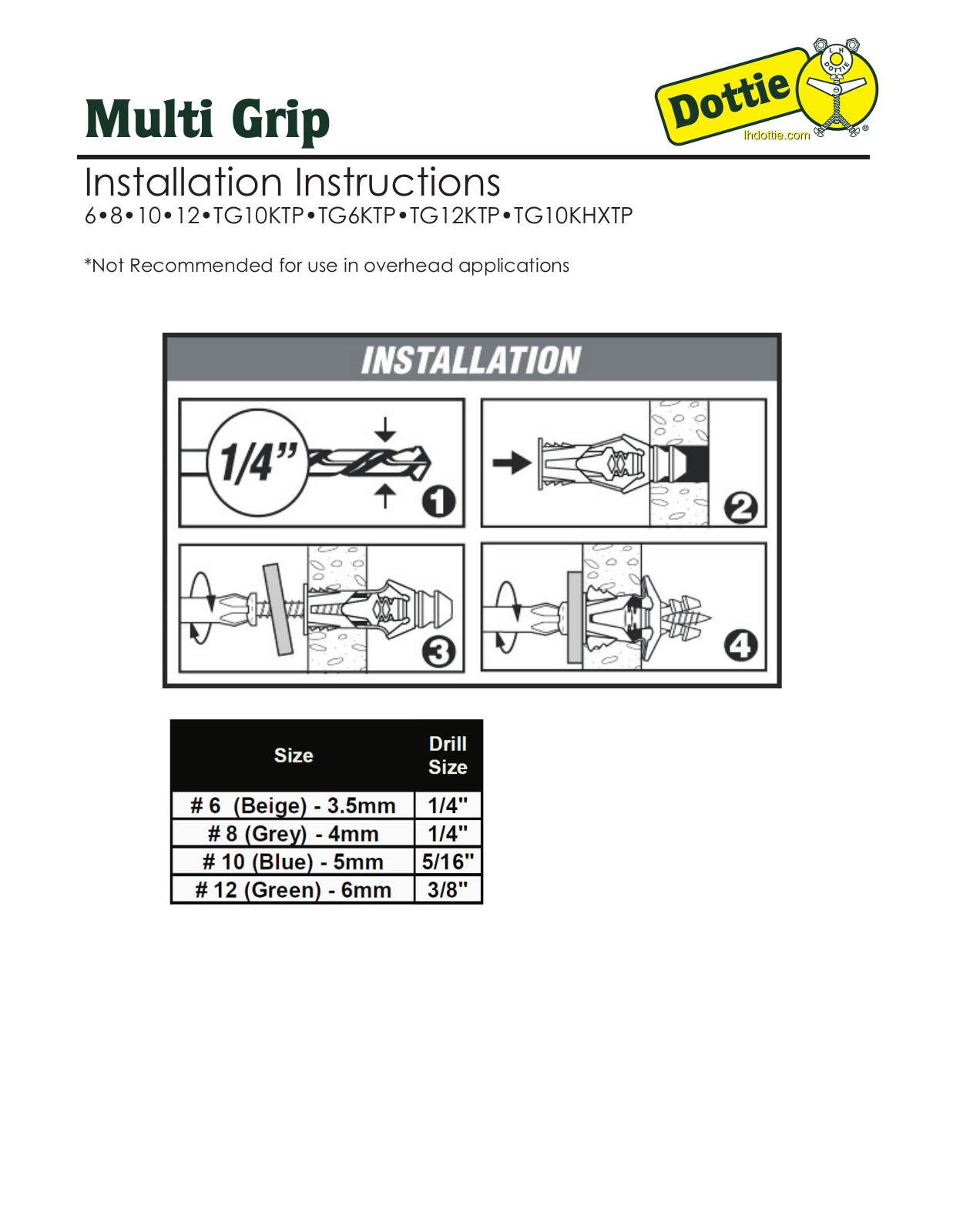 LH Dottie TG10KTP Installation