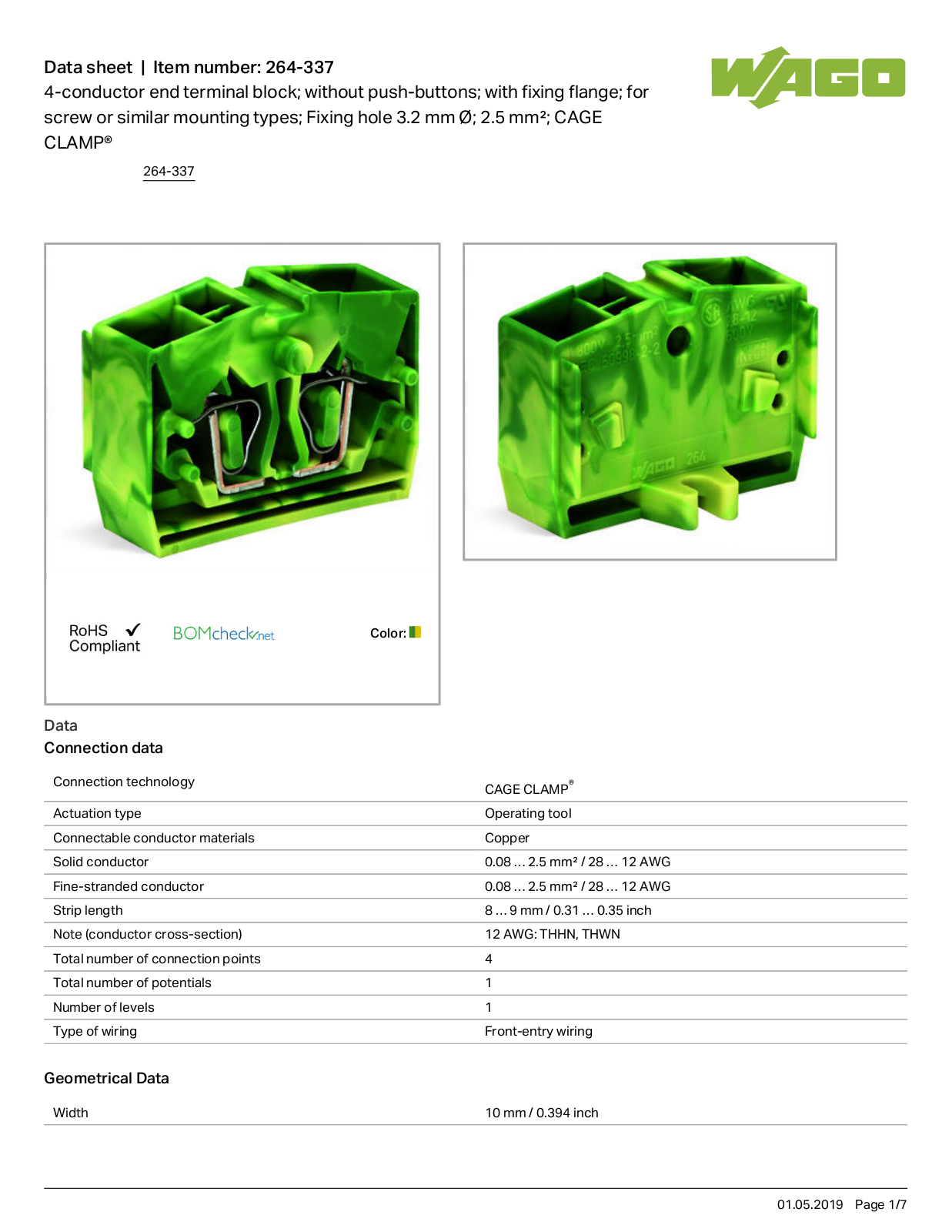 Wago 264-337 Data Sheet