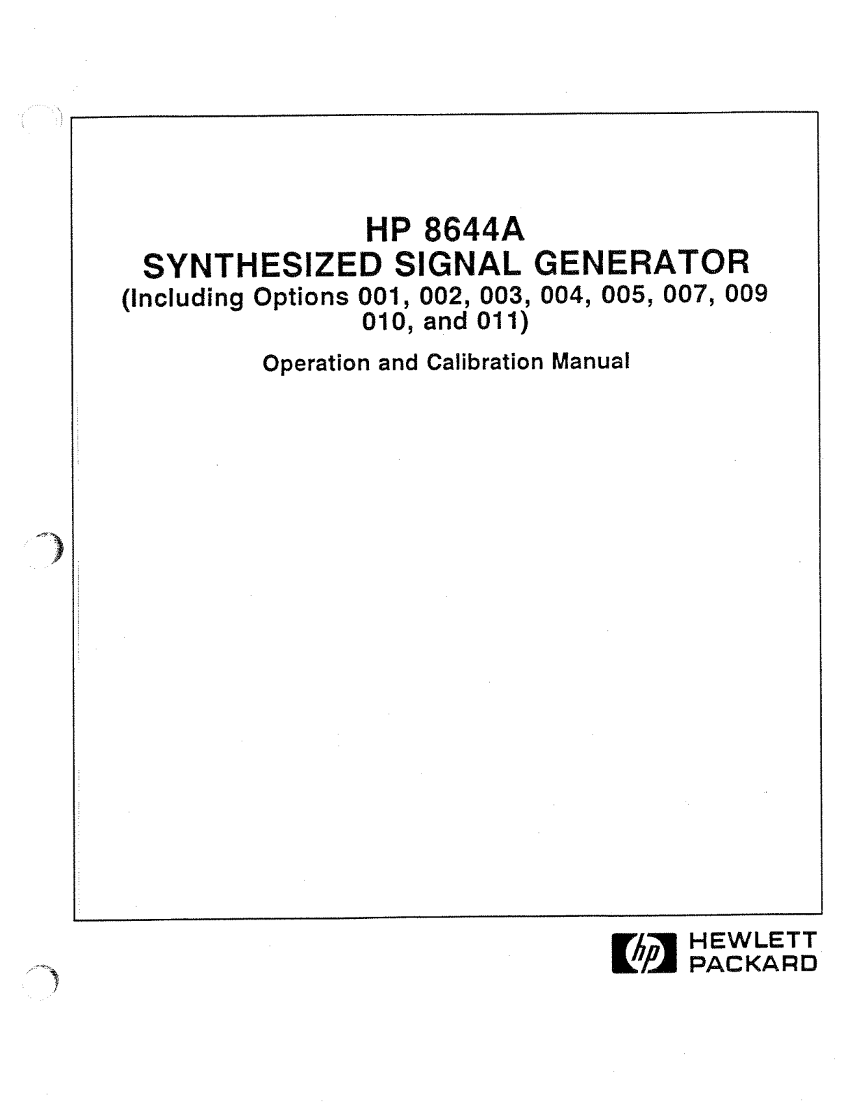 Keysight (Agilent) 8644A Operator Manual