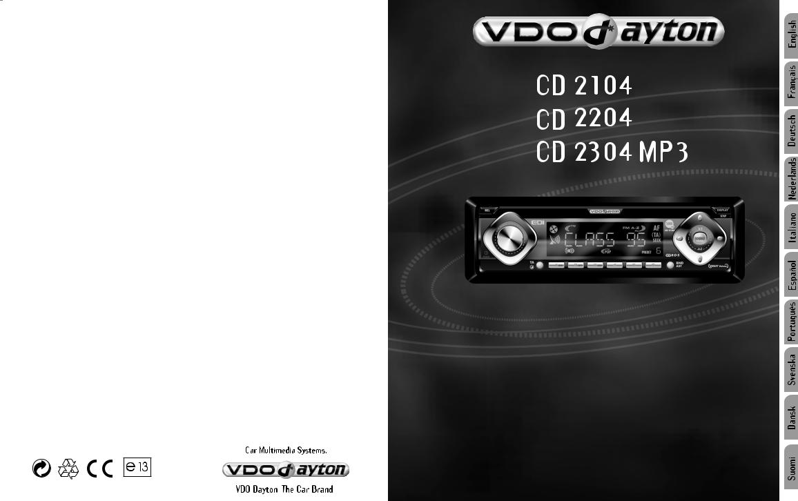 VDO DAYTON CD 2304 MP3, CD 2104, CD 2204, CD 2304 MP3 User Manual