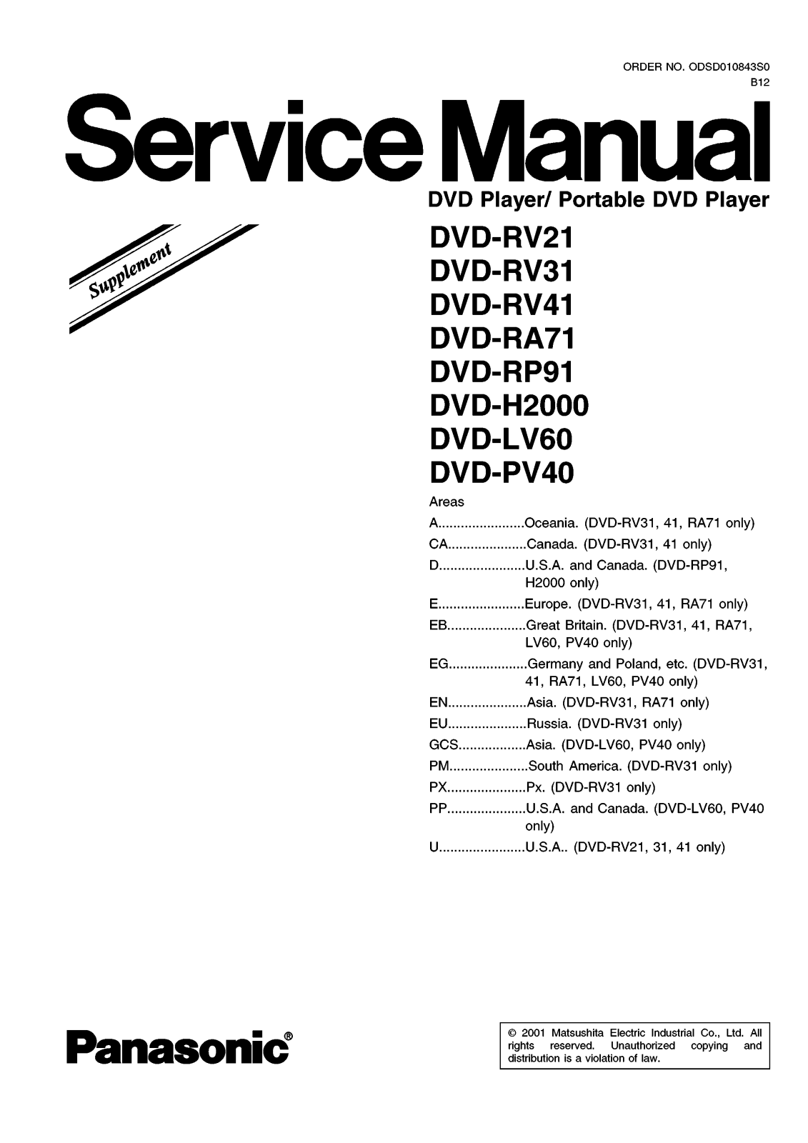 Panasonic DVD-RV21, DVD-PV40, DVD-H2000, DVD-LV60, DVD-RV41 User Manual 2