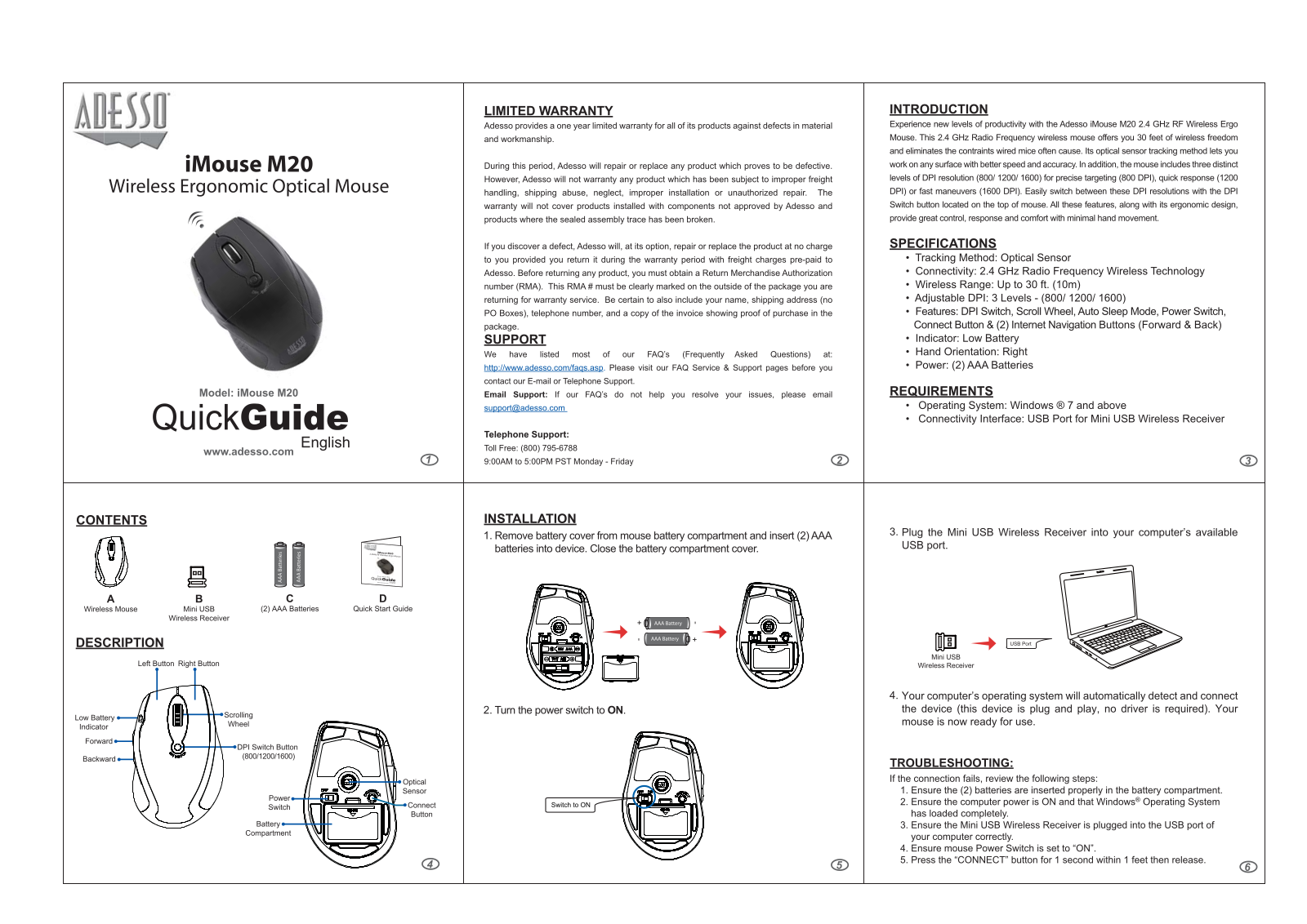 ADESSO 121R, M20 Users Manual