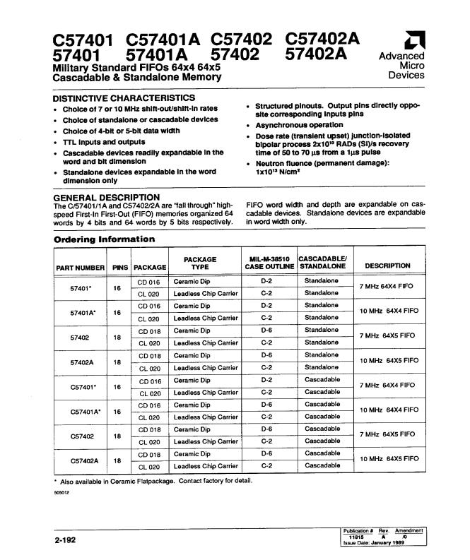 AMD C57401, C57401A, C57402, C57402A, 57401 Service Manual