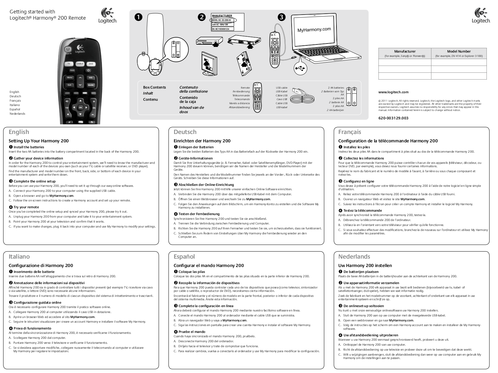 LOGITECH Harmony 200 User Manual