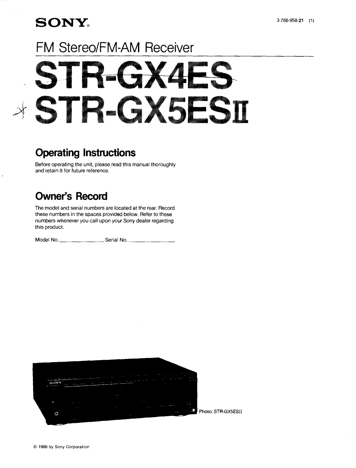 Sony ST-RGX4ES, ST-RGX5ES2 Operating Manual