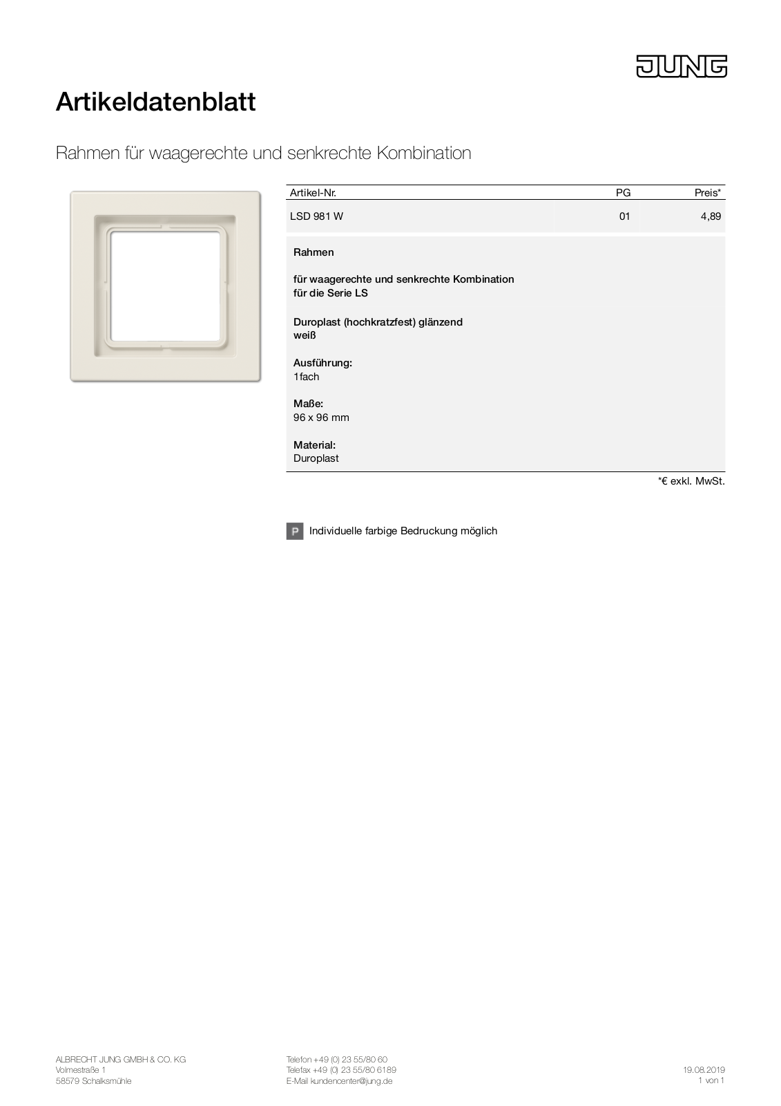 Jung LSD 981 W User Manual