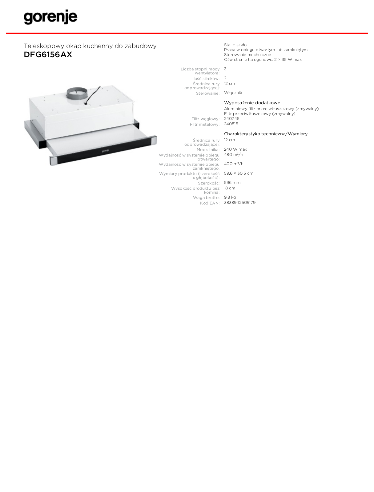 Gorenje DFG6156AX DATASHEET