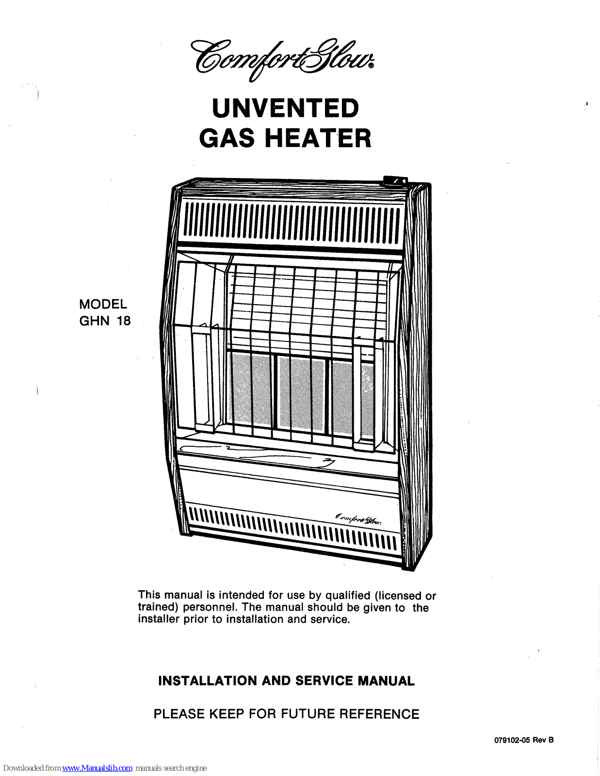 Comfort Glow GHN 18 Installation And Service Manual