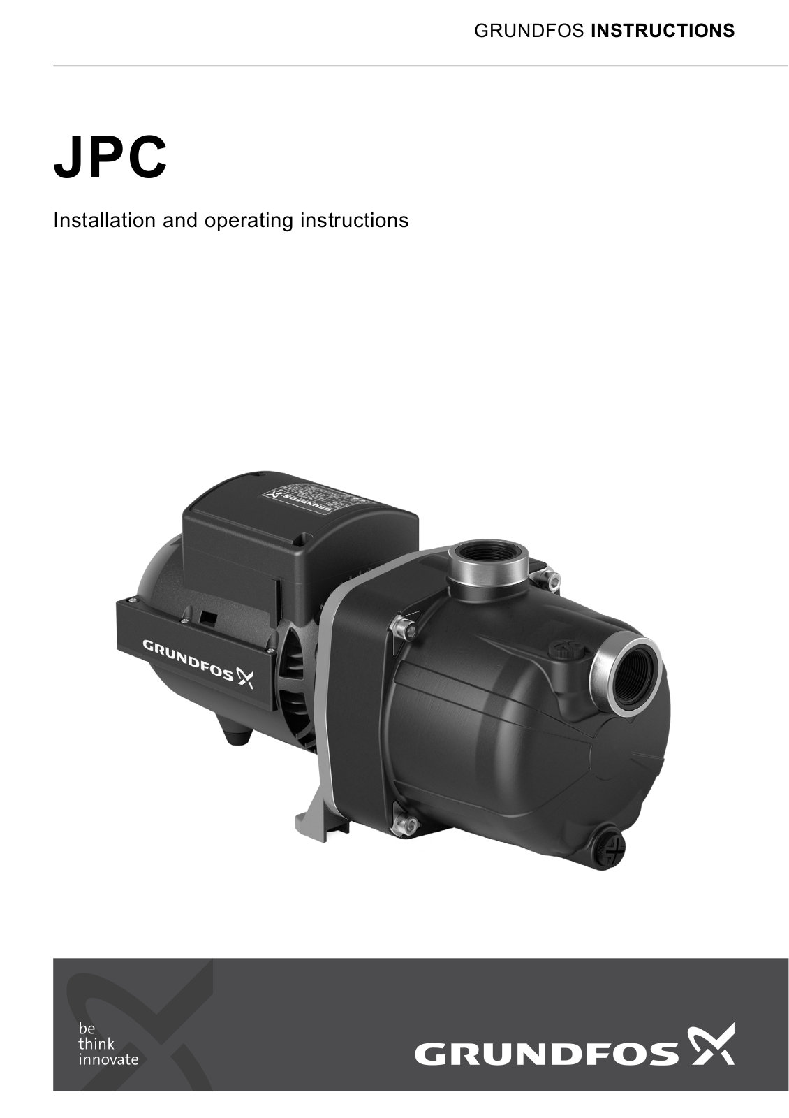 Grundfos JPC Series, JPC 4-47, JPC 4-54, JPC 3-42 Installation And Operating Instructions Manual
