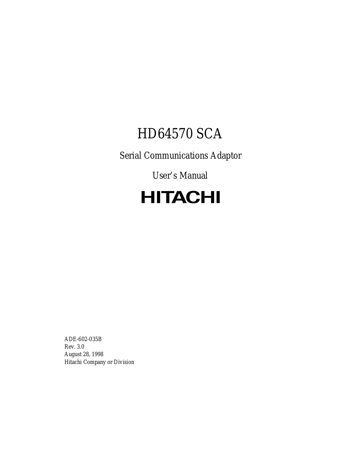 HITACHI HD64570 SCA User Manual