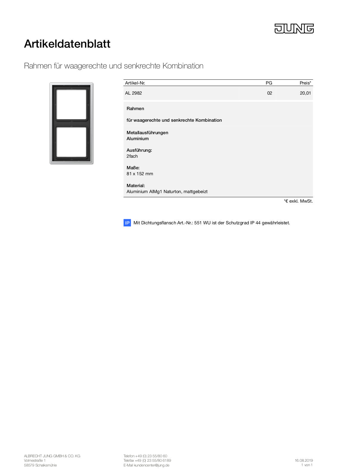 Jung AL 2982 User Manual