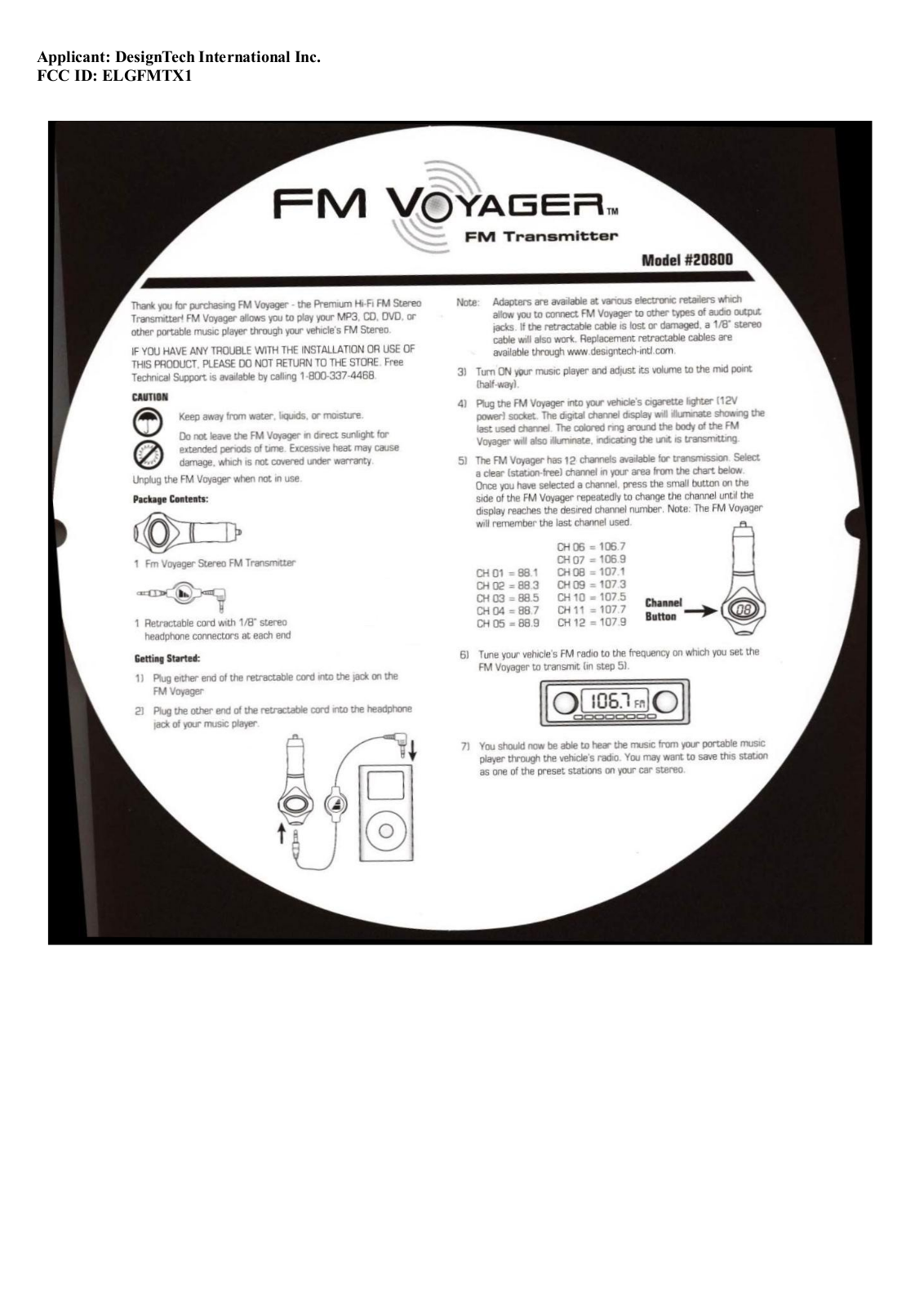 DesignTech FMTX1 Users Manual