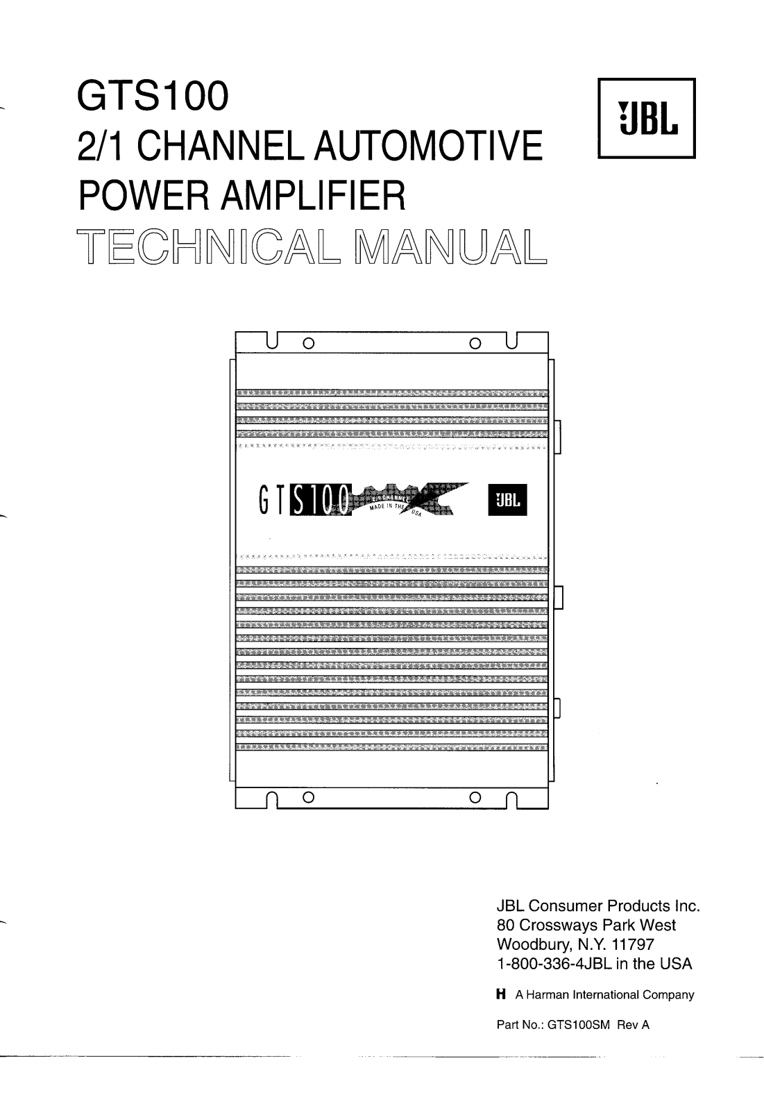 JBL GTS-100 Service manual