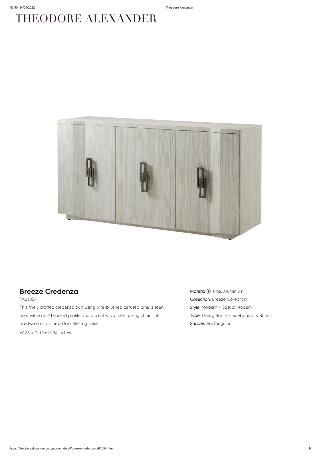 Theodore Alexander FPLJ6655 Specifications - ManualMachine.com