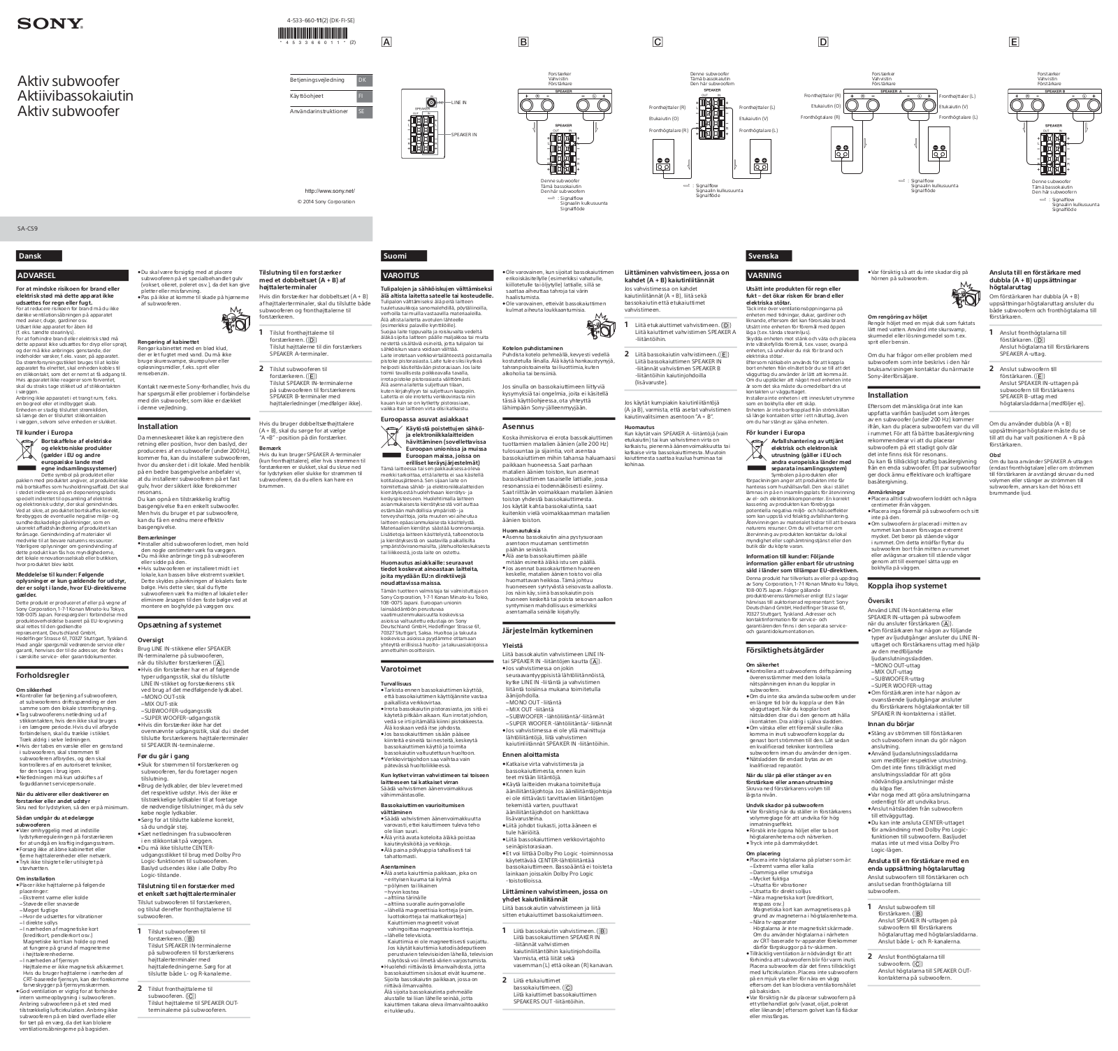 Sony SA-CS9 Instructions for use