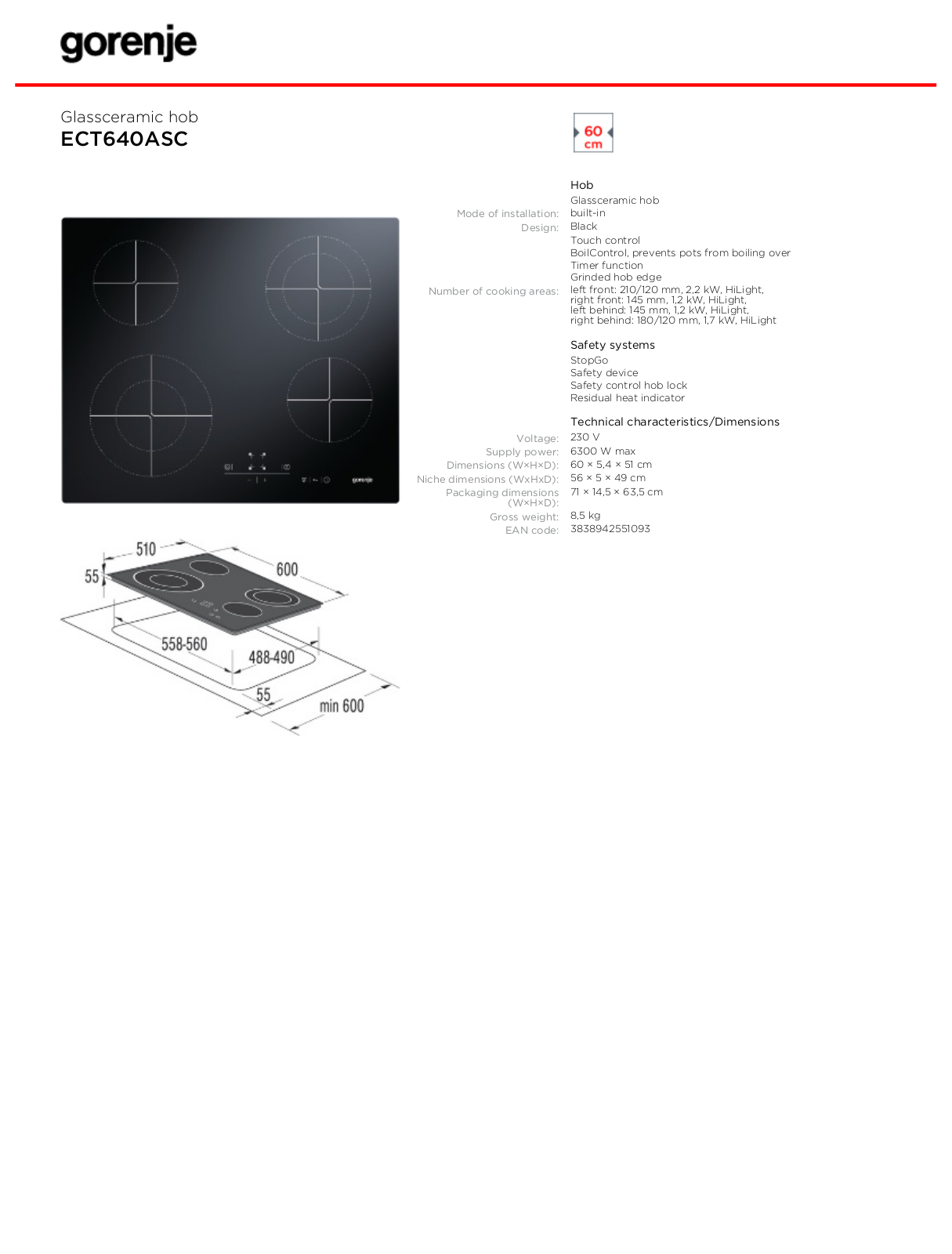 Gorenje ECT640ASC DATASHEET