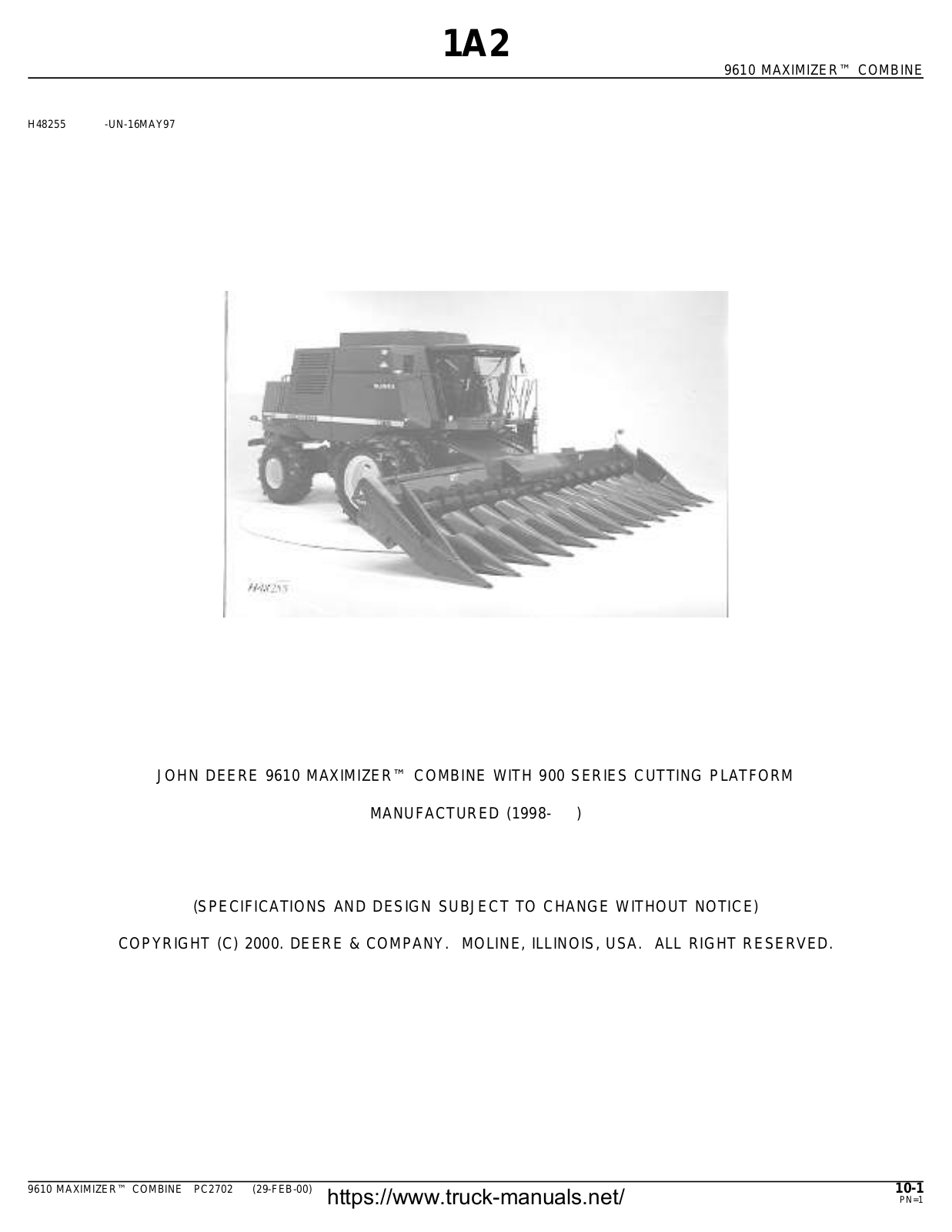 John Deere 9610 Parts Catalog