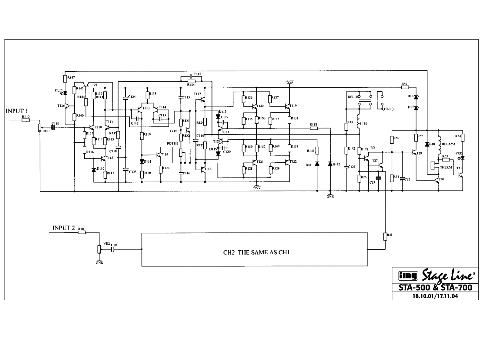 StageLine STA-500, STA-700 Schematic