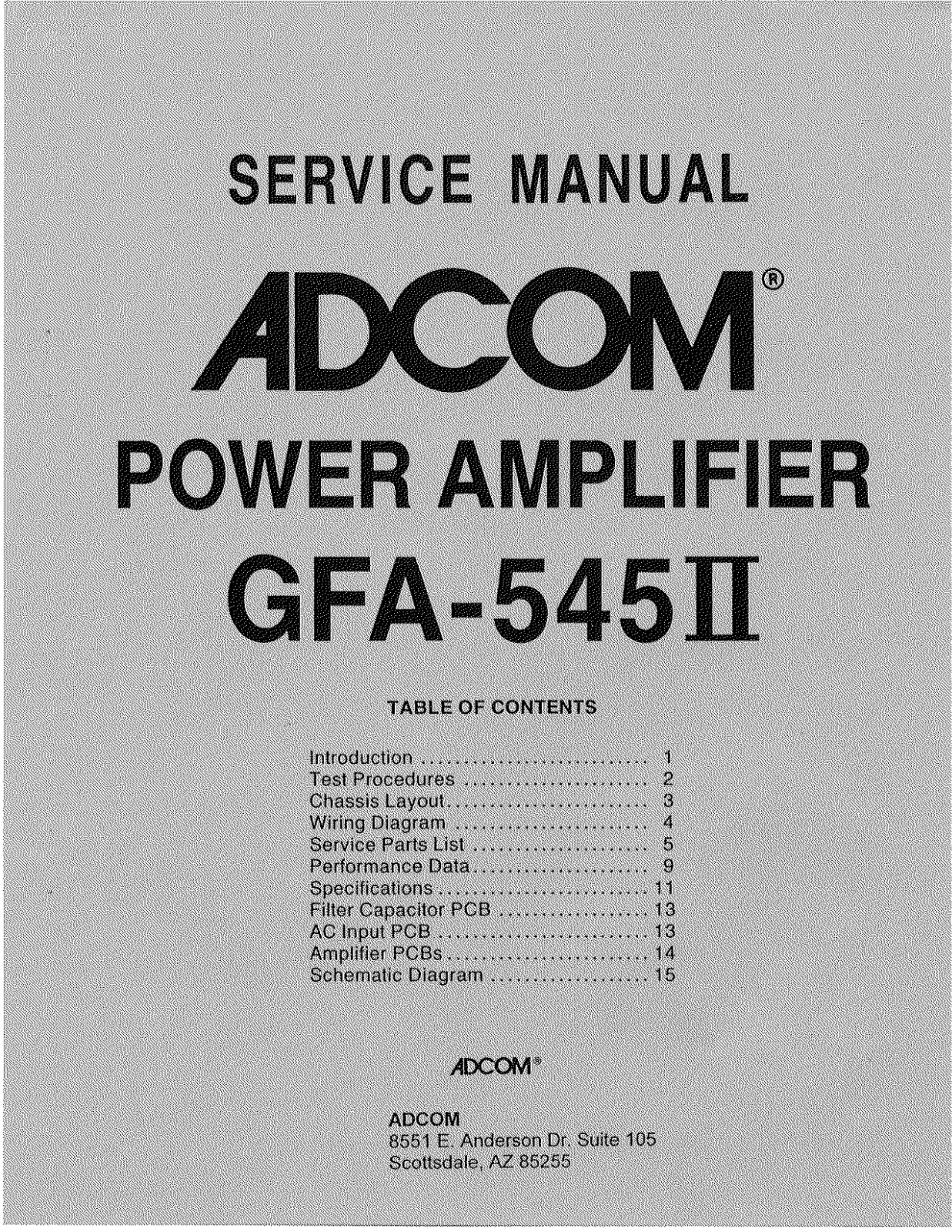 Adcom GFA545ll Schematic