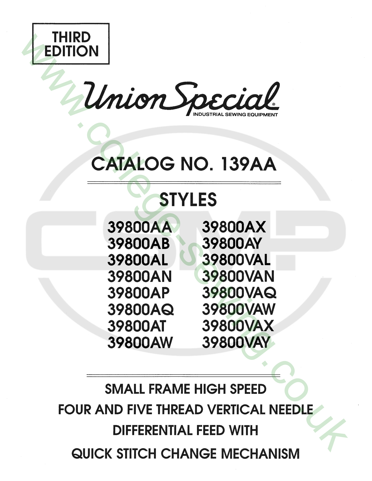 Union Special 139AA Parts Book