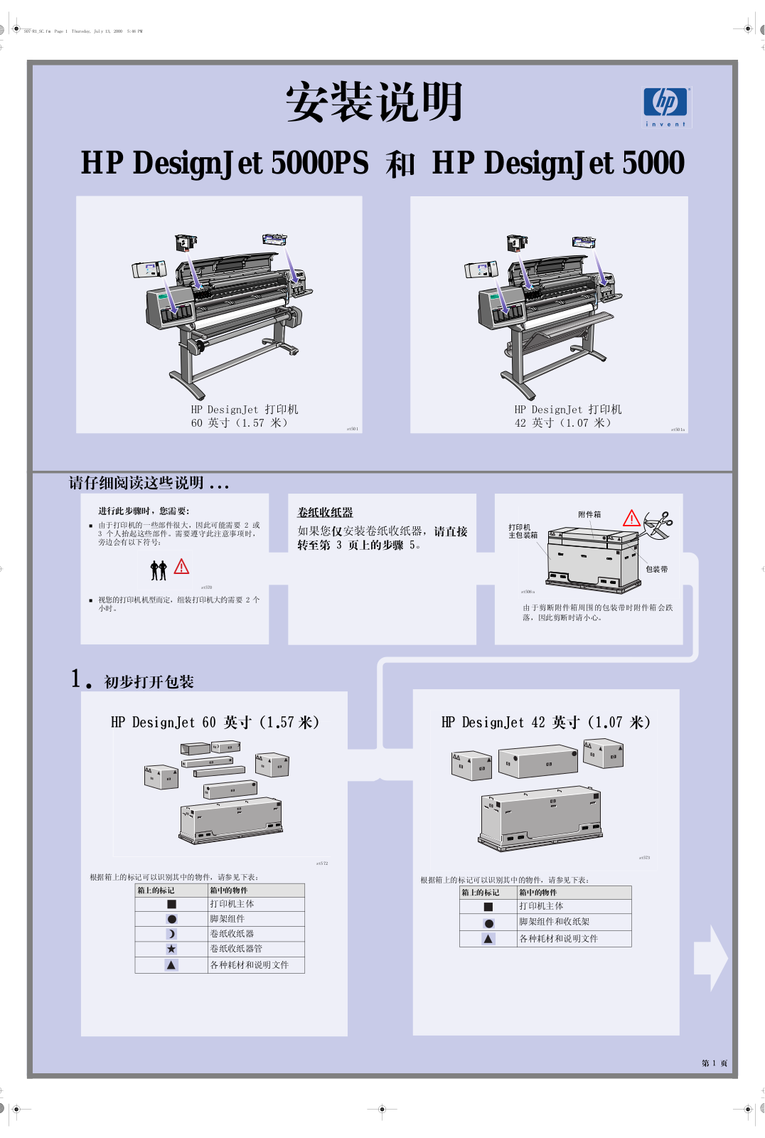 HP DesignJet 5000 Setup Poster