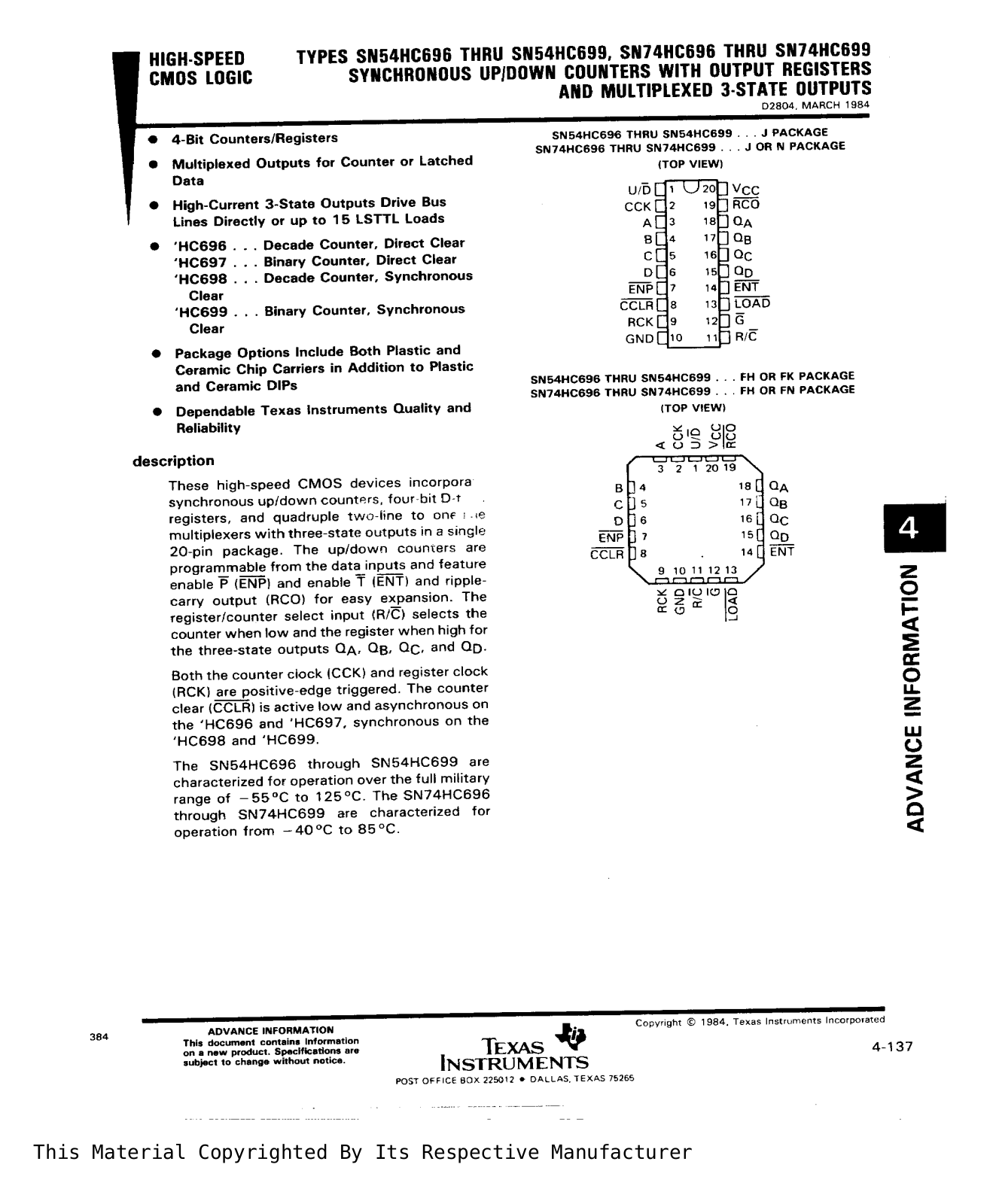 Datasheet SN74hc698, SN74hc696 Datasheet - ManualMachine.com