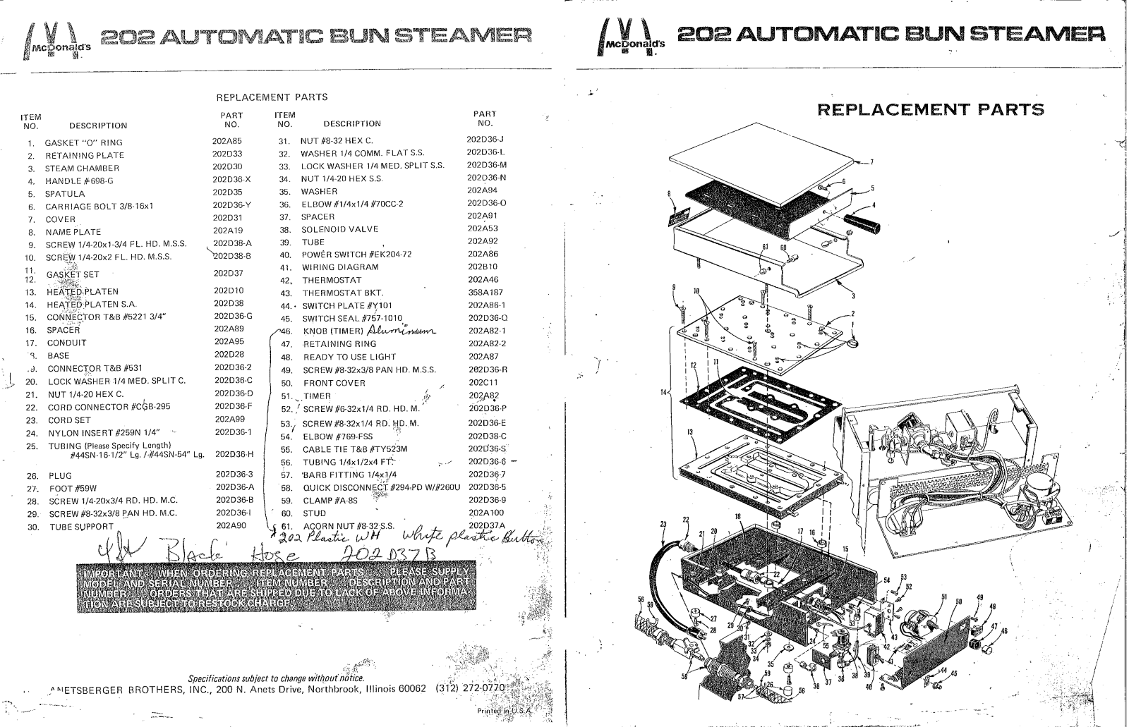 Anets 202 Parts List