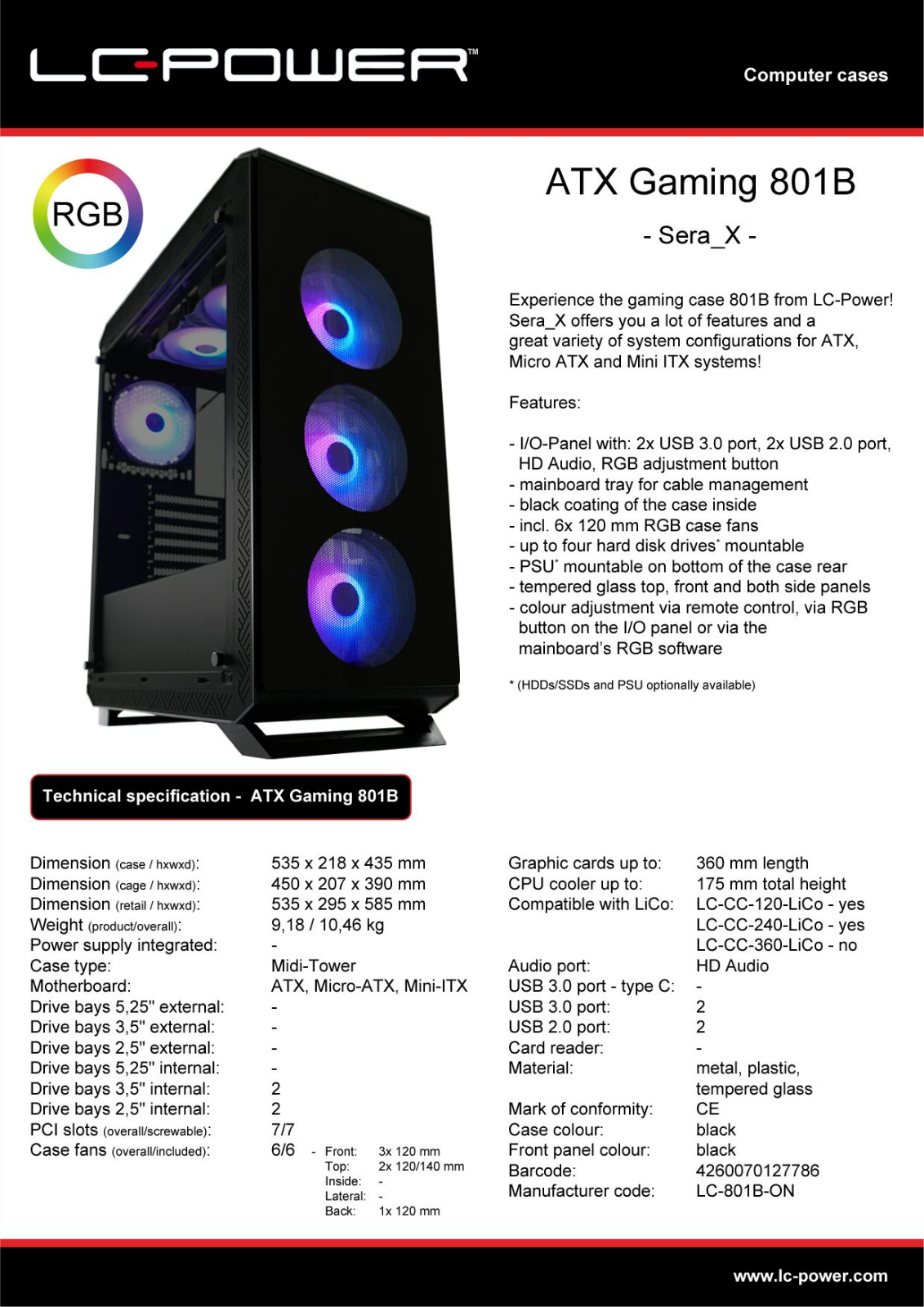 LC-Power LC-801B-ON User Manual