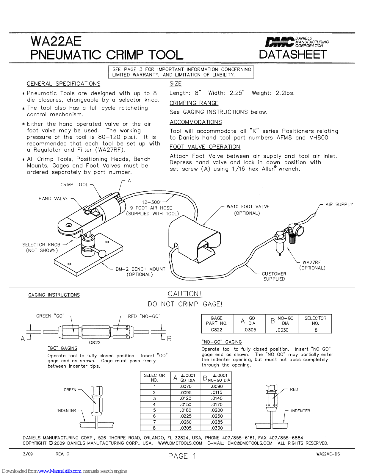 DMC WA22AE Datasheet - ManualMachine.com