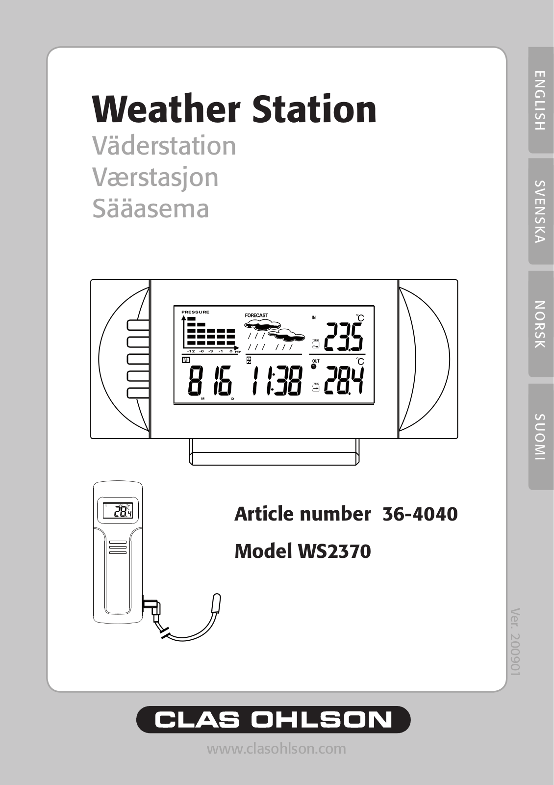 Clas Ohlson WS2370 User Manual