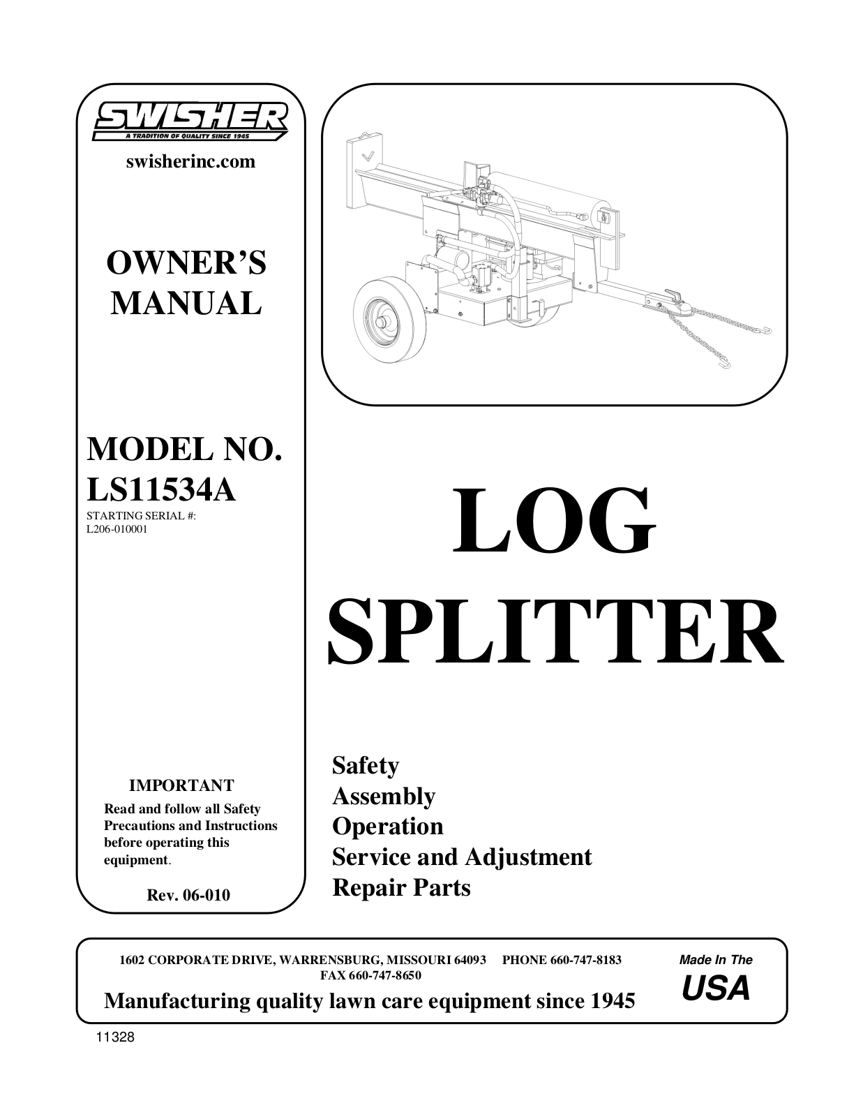 Swisher LS11534A Owners Manual