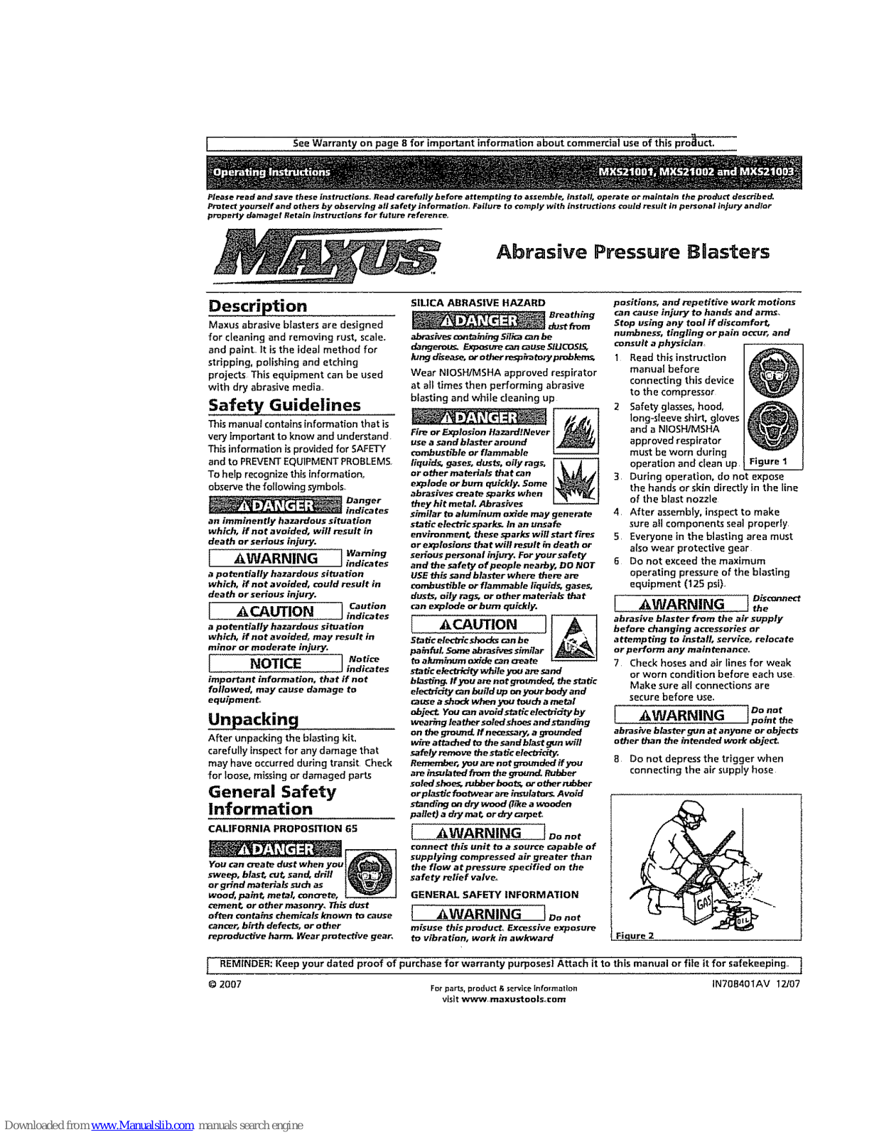 Maxus MXS21001, MXS21003, MXS21002 Instructions Manual