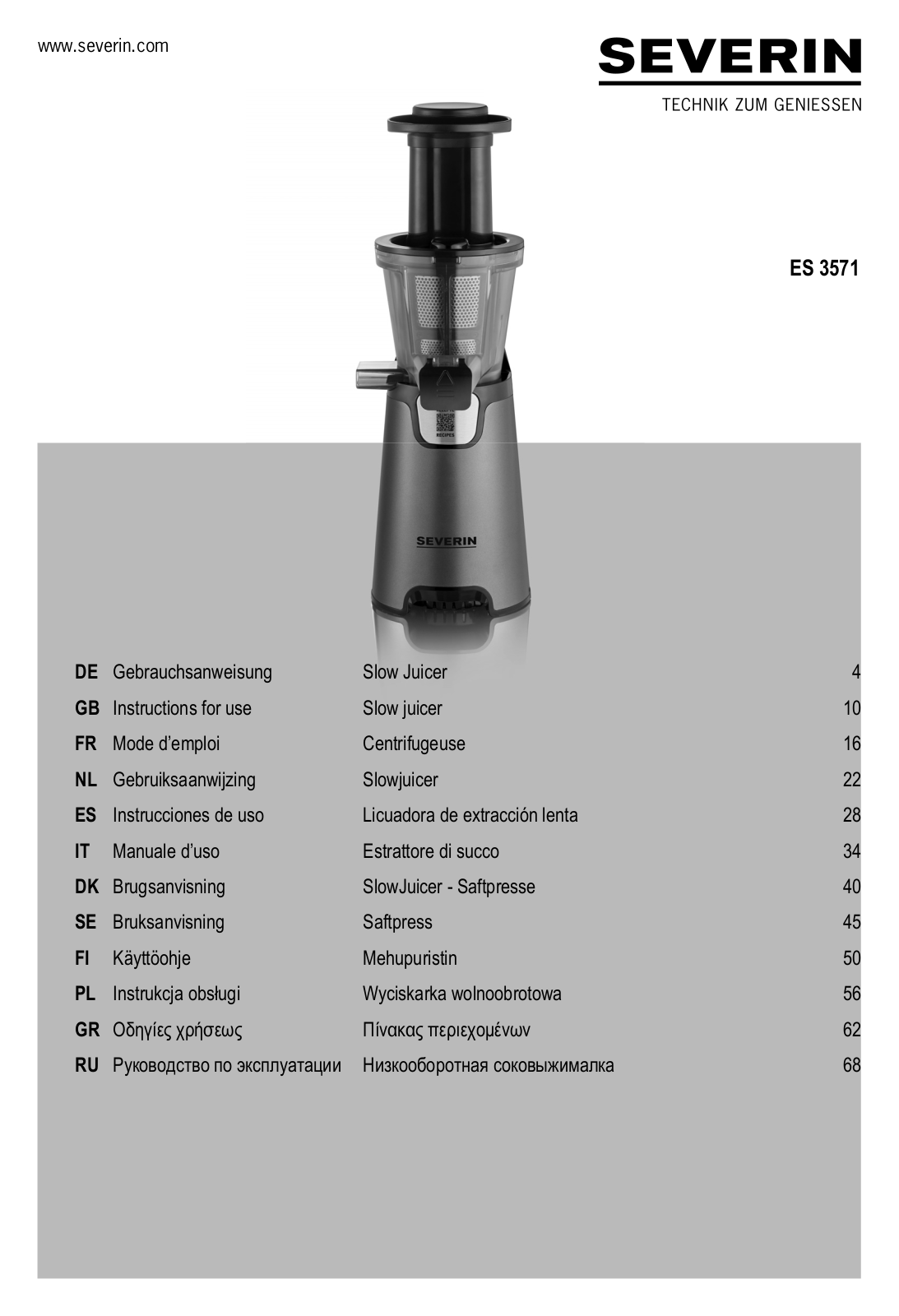 Severin ES 3571 operation manual