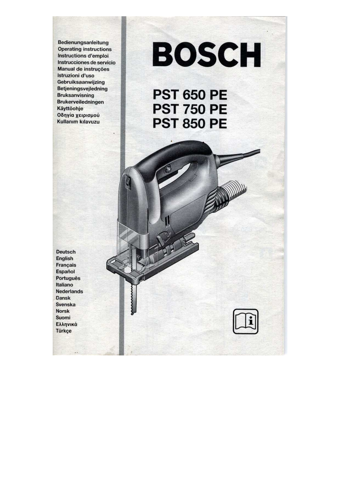 Bosch PST 650 PE, PST 850 PE, PST 750 PE Operating Manual