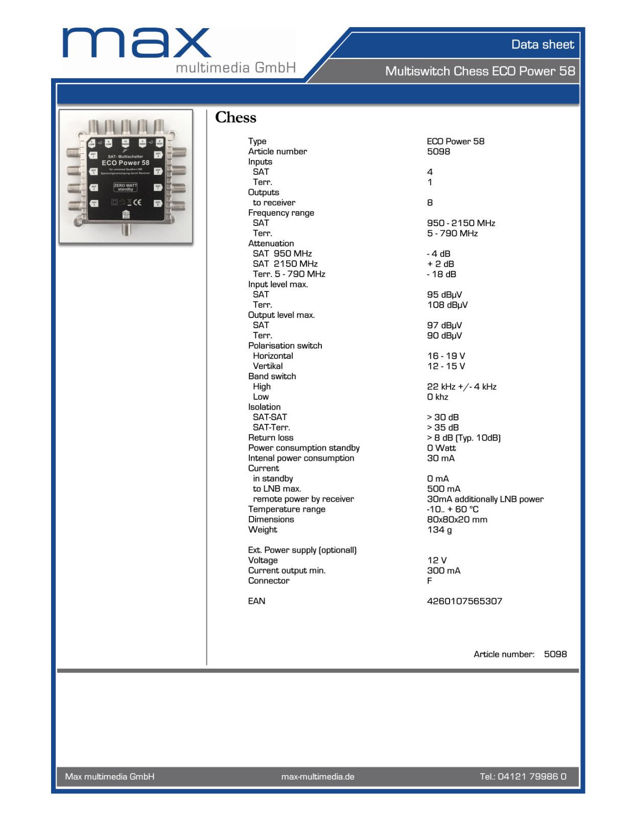 max multimedia Eco power 58 User Manual