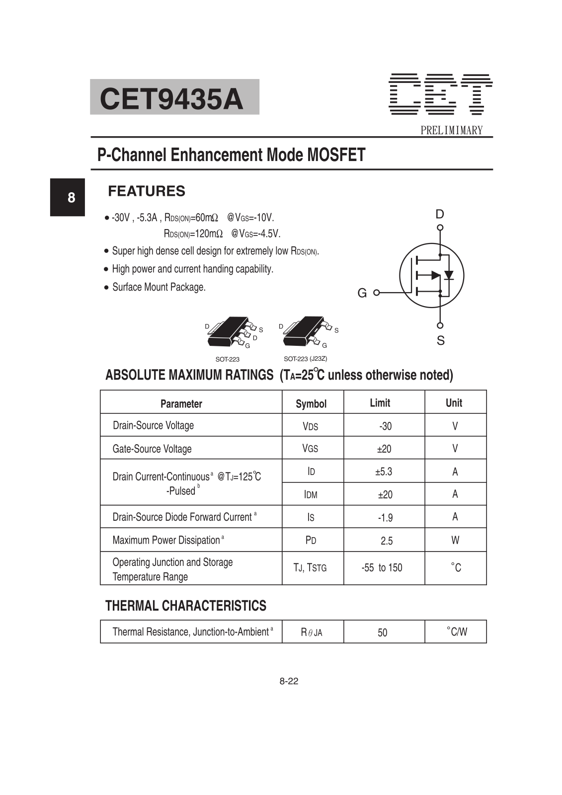 CET CET9435A Datasheet