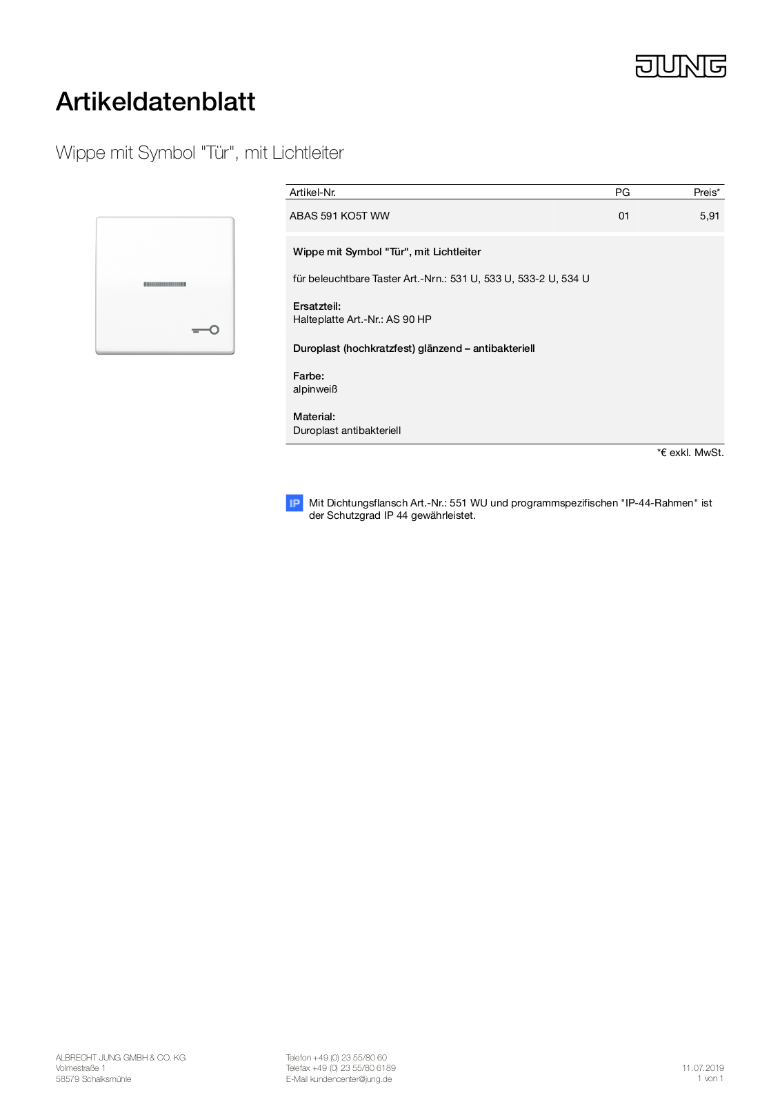 Jung ABAS 591 KO5T User Manual