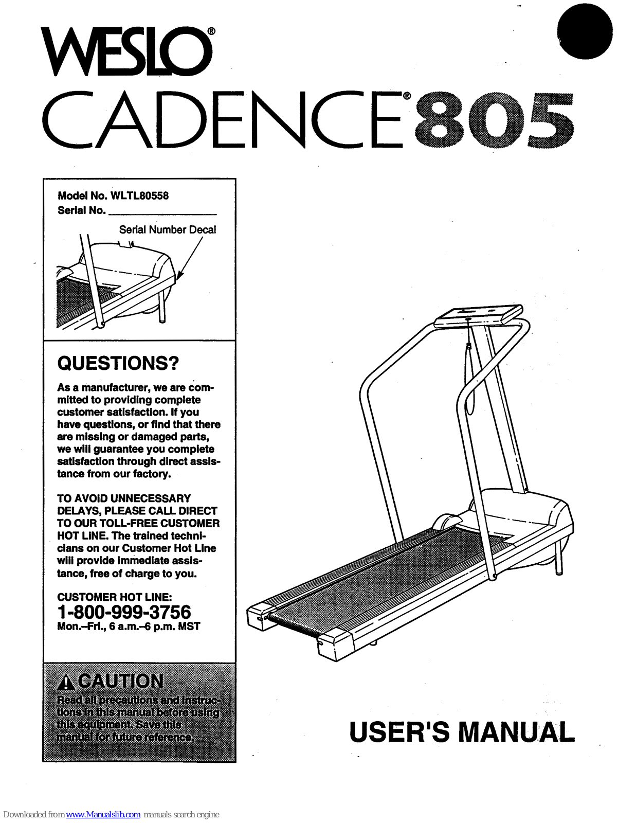 Weslo Cadence 805 User Manual