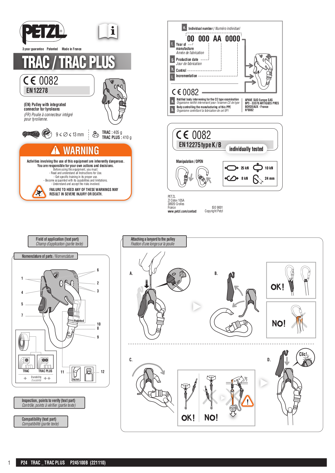 Petzl TRAC PLUS User Manual