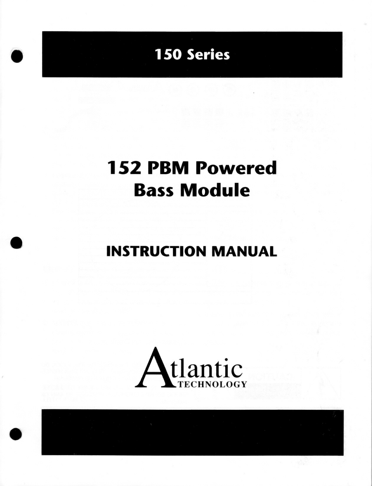 Atlantic 152 PBM Owner's Manual