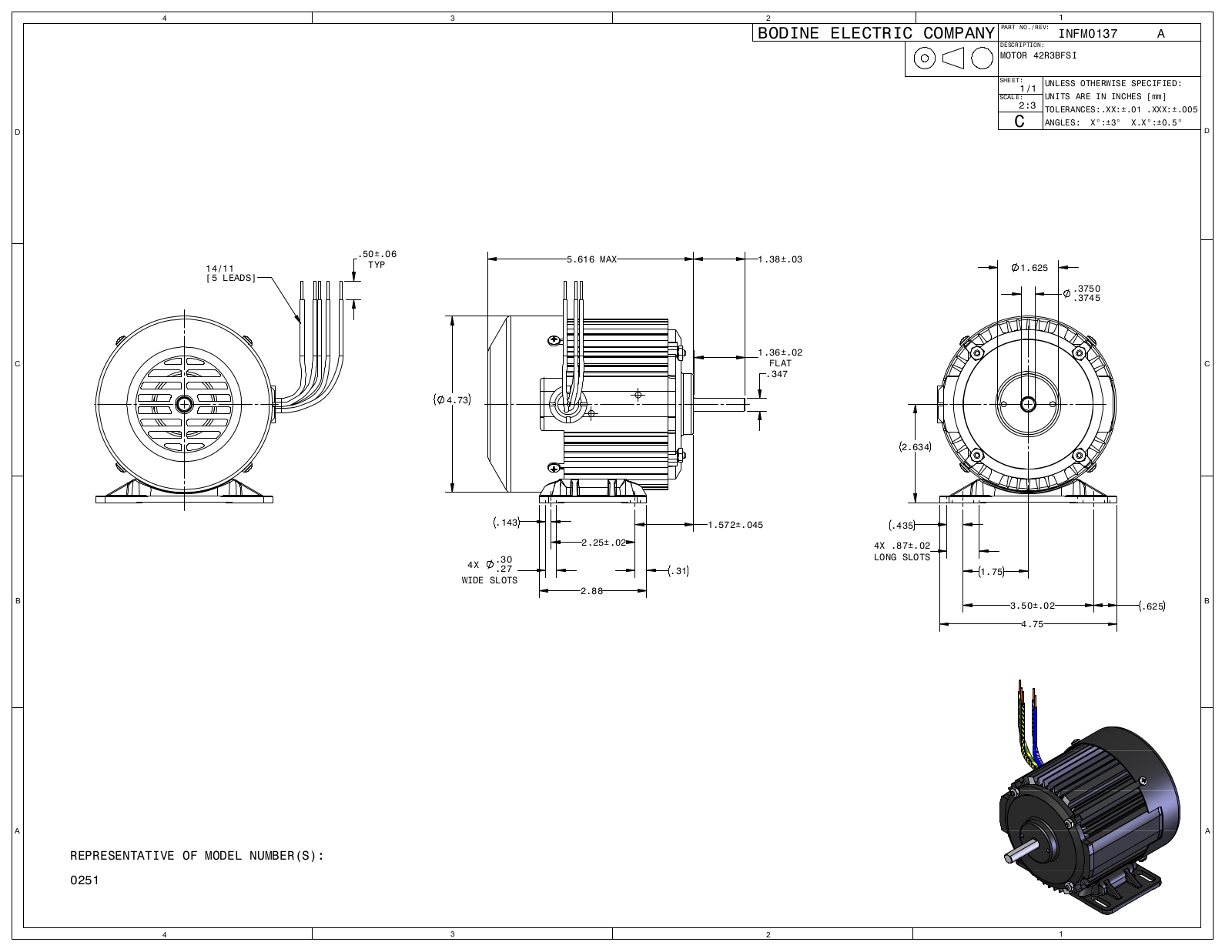 Bodine 0251 Reference Drawing