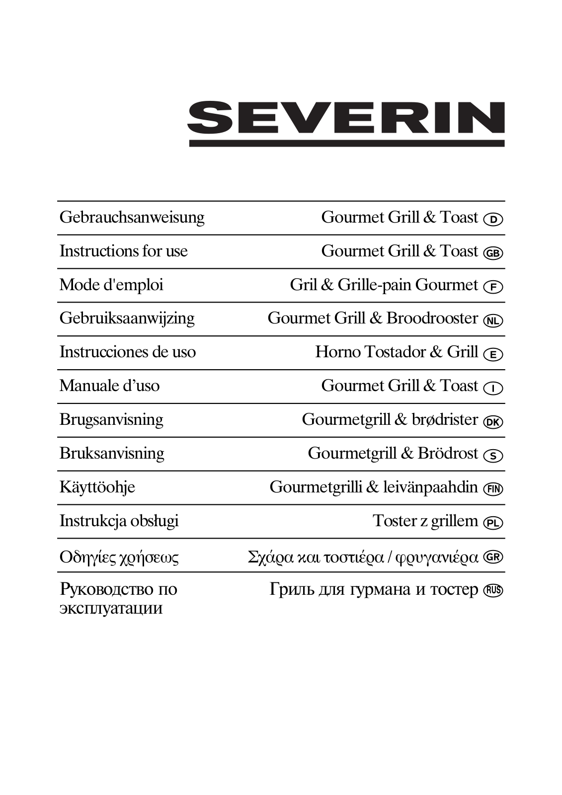 SEVERIN GT2802 User Manual