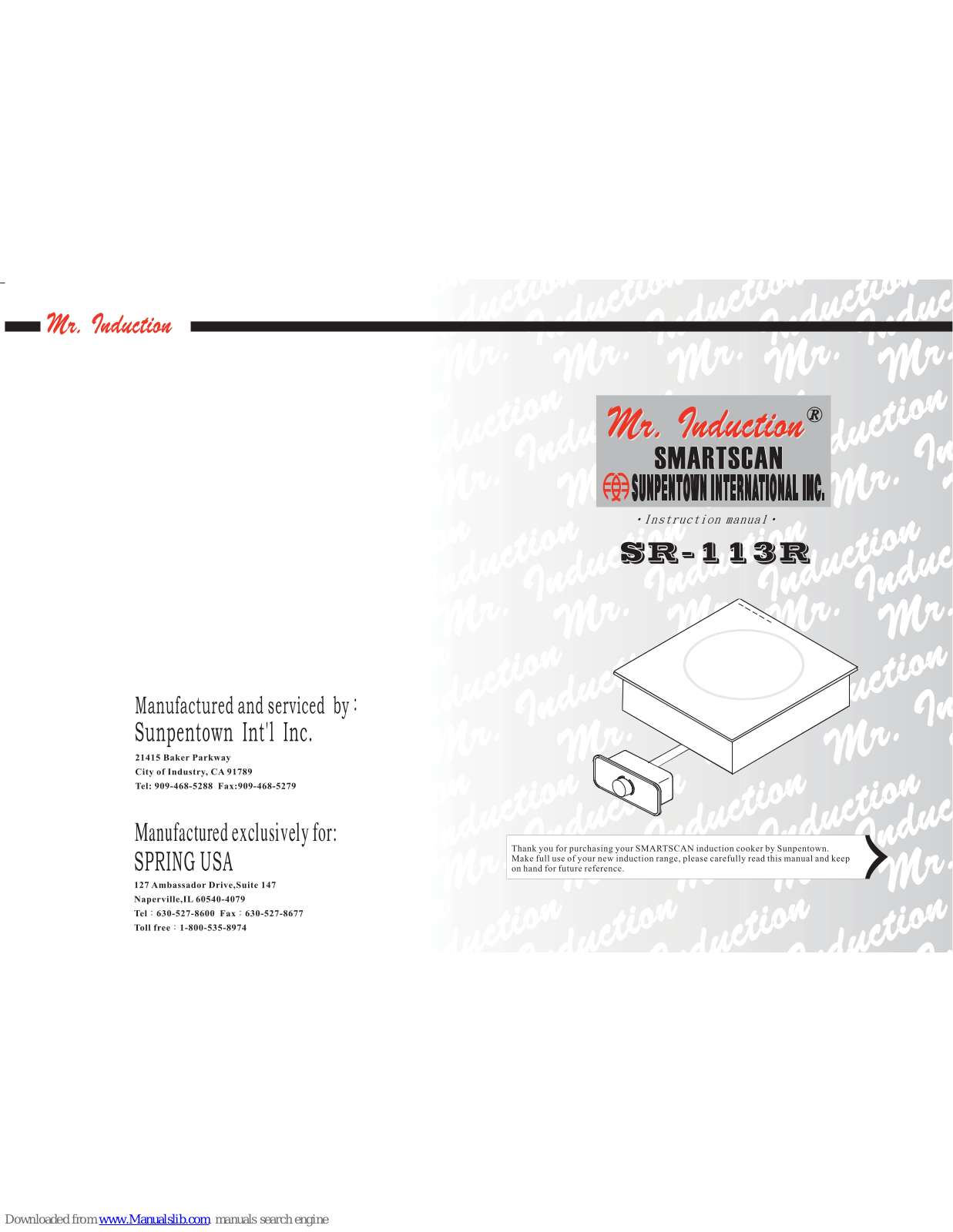 Mr. Induction sr-113r Instruction Manual