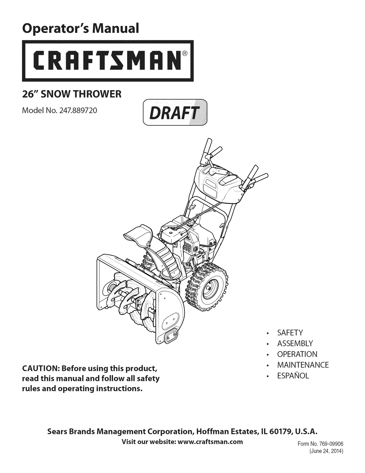 Craftsman 247.889720 User Manual