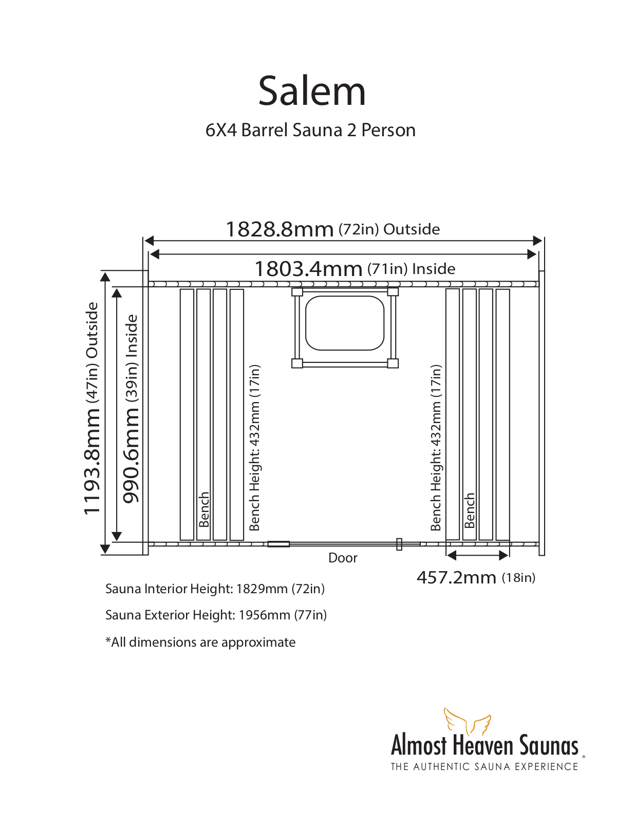 Almost Heaven AHBRL64RU Technical Drawing - ManualMachine.com
