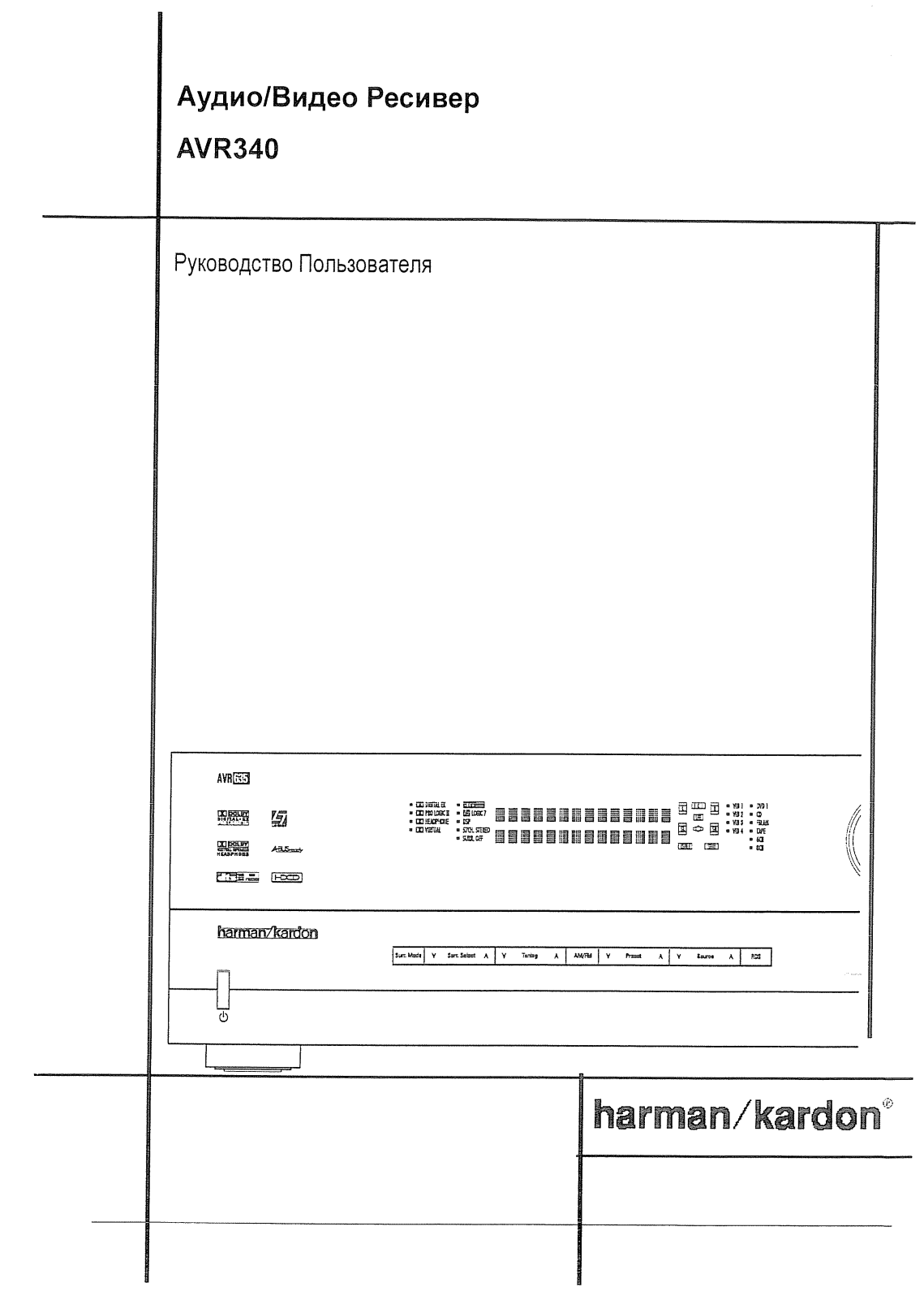 Harman Kardon AVR 340 User Manual