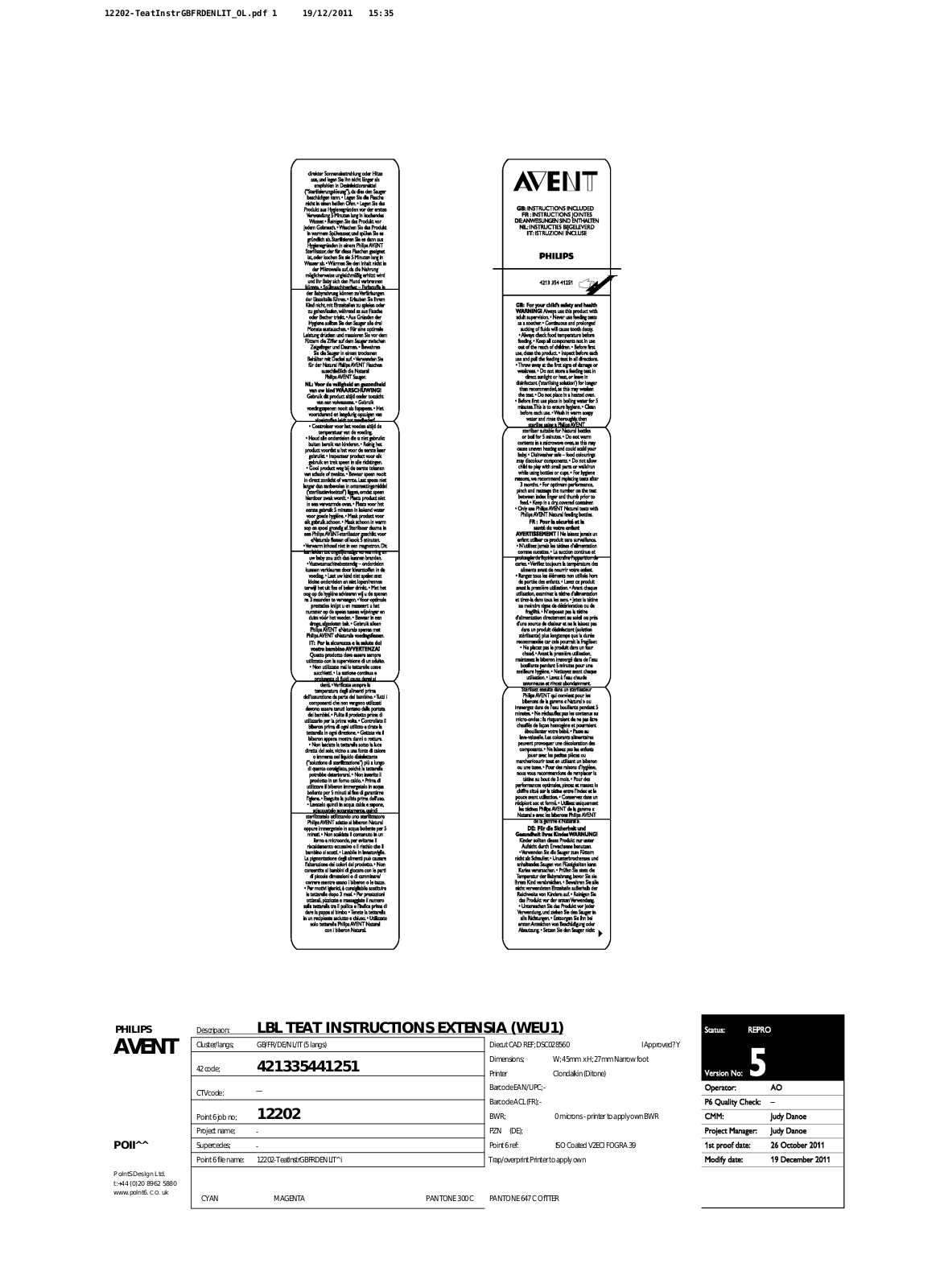 Philips AVENT Tétine User Manual