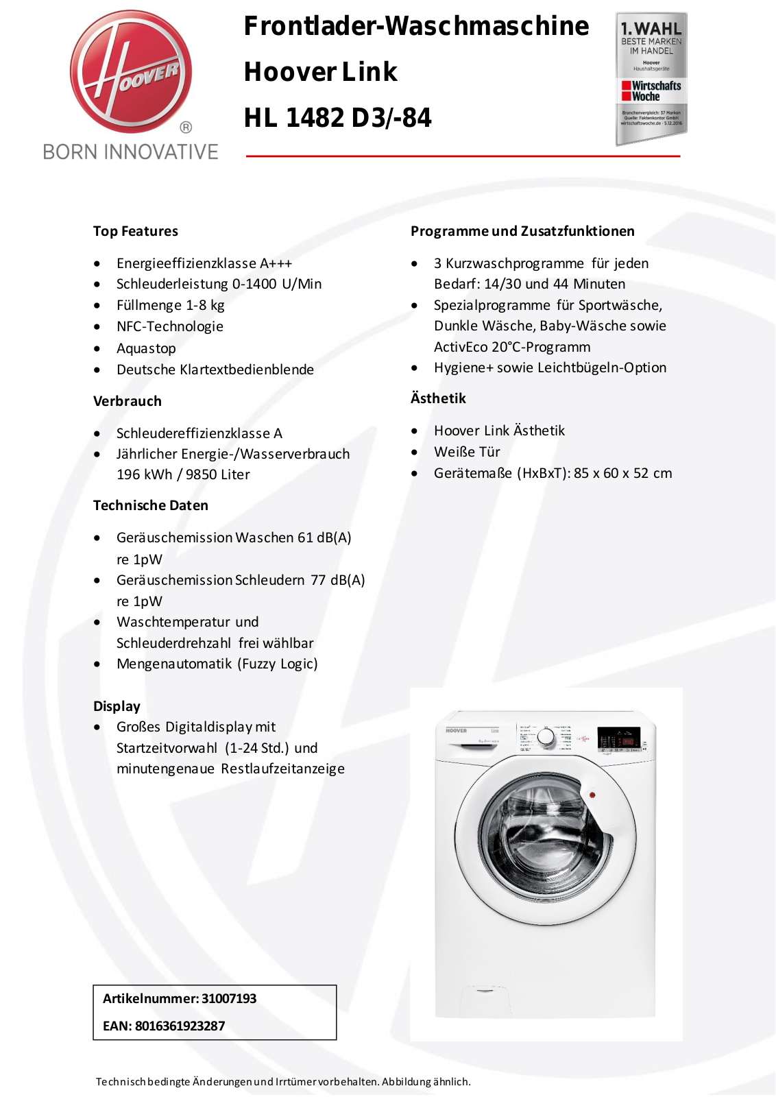 Hoover HL 1482 D3--84 Service Manual