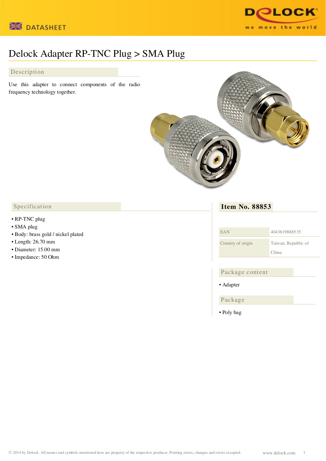 DELOCK 88853 Datasheet - ManualMachine.com
