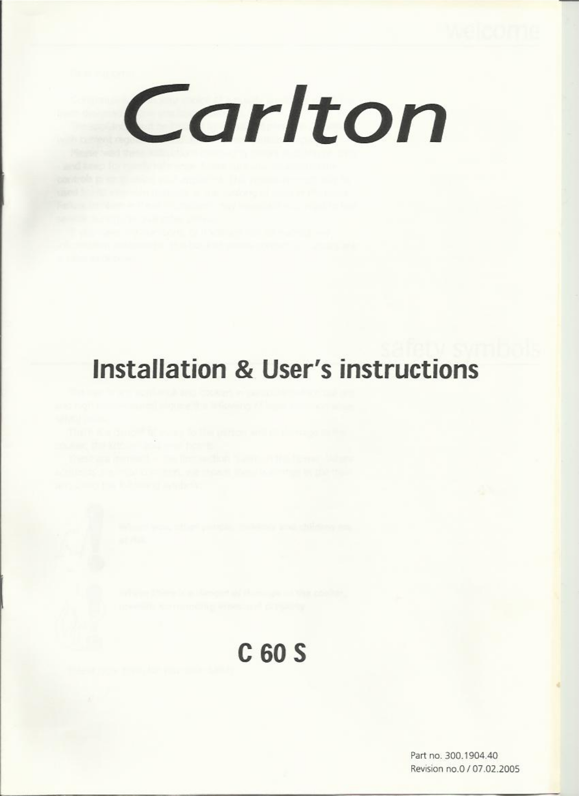 Carlton C 60 S Installation & User's Instructions